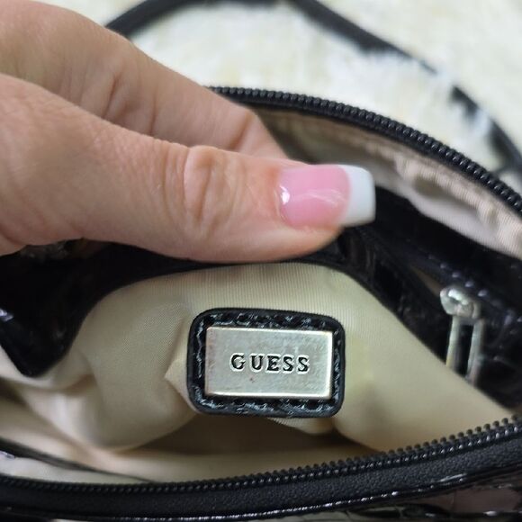 Guess Black Croc-Embossed Crossbody Bag - Picture 7 of 7